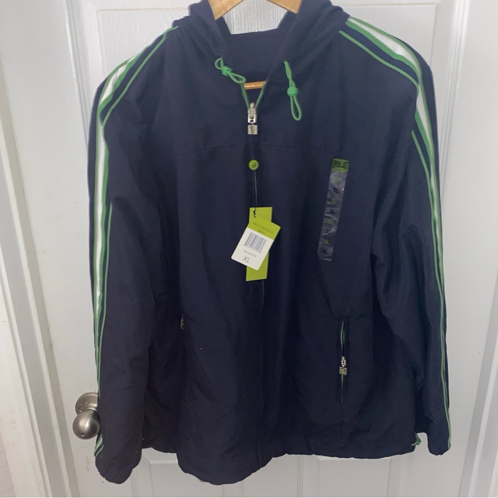 Everlast sweater Women XL Navy Blue Hoodie Reversible Full Zip Two Stripes NWT!!
